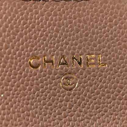 Chanel Caviar Quilted Flap Card Holder Wallet Light Brown 6 of 8