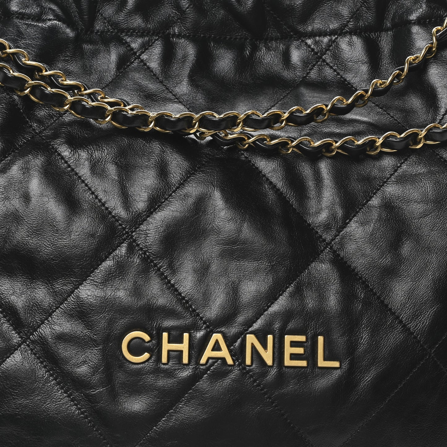 Shiny Calfskin Quilted Chanel 22 Black