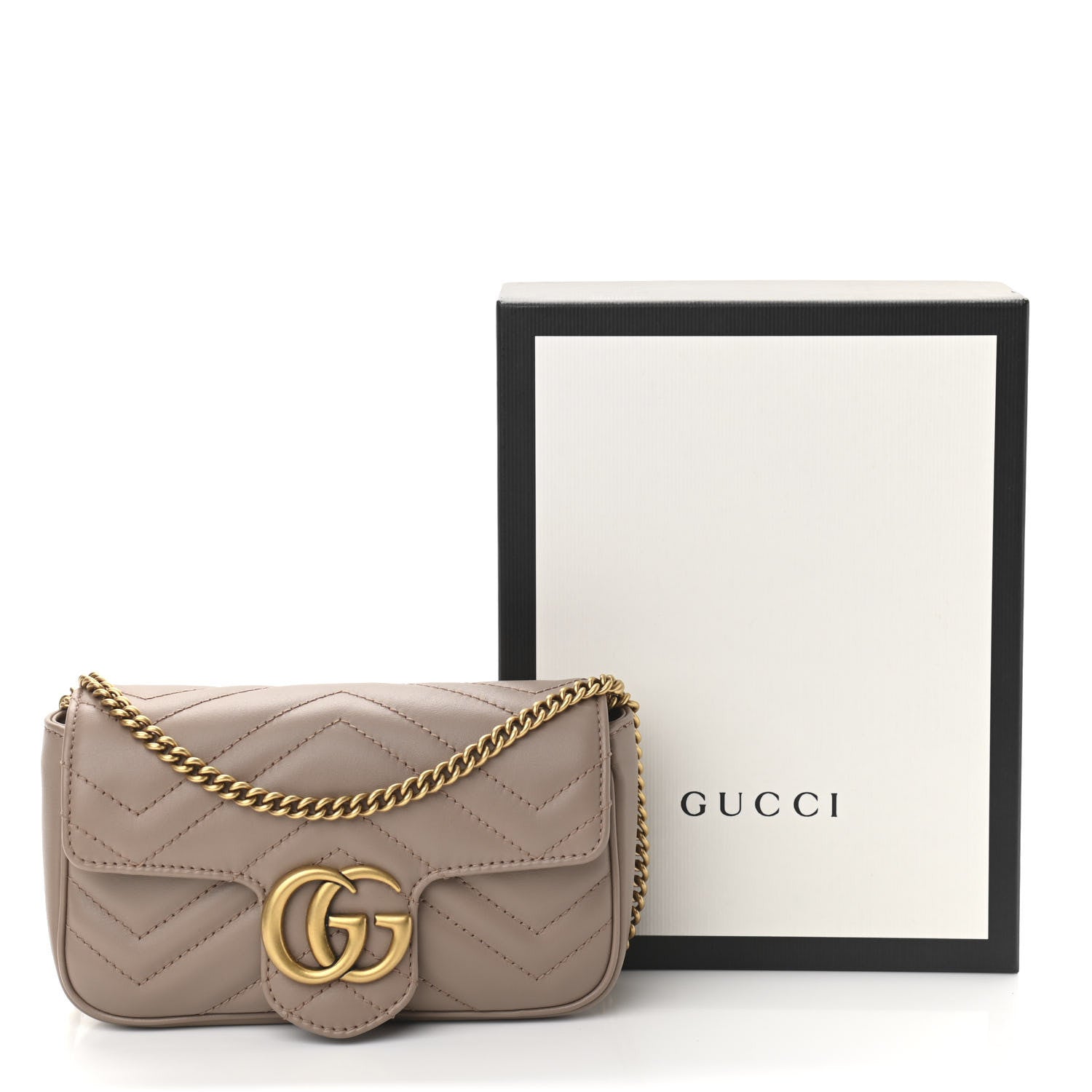 Gucci Calfskin Matelasse Super Mini GG Marmont Shoulder Bag Porcelain Rose 11 of 11