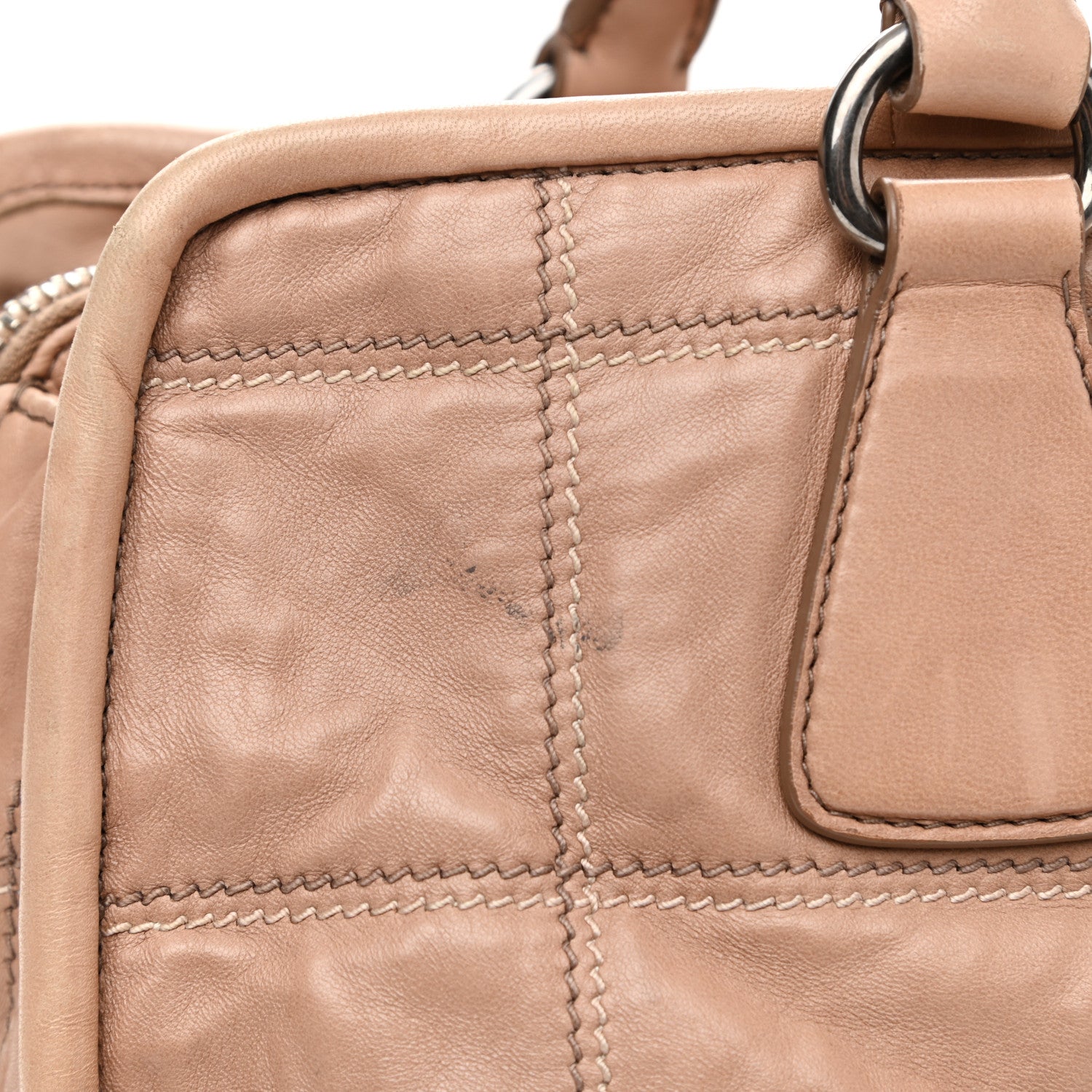 Prada Nappa Antique Stitched Satchel Cammeo 15 of 25