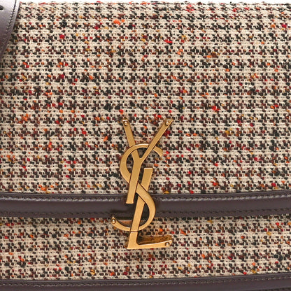 Saint Laurent Tweed Houndstooth Medium Solferino Satchel Umber 7 of 9