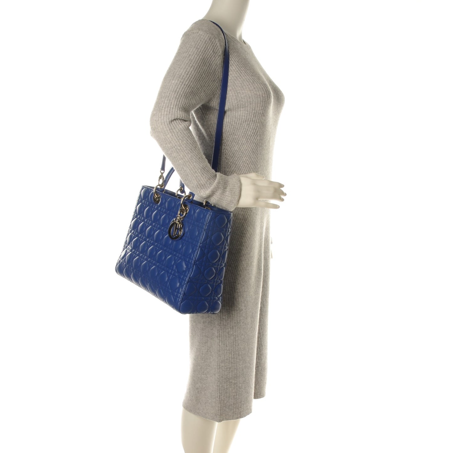 Lambskin Cannage Large Lady Dior Royal Blue
