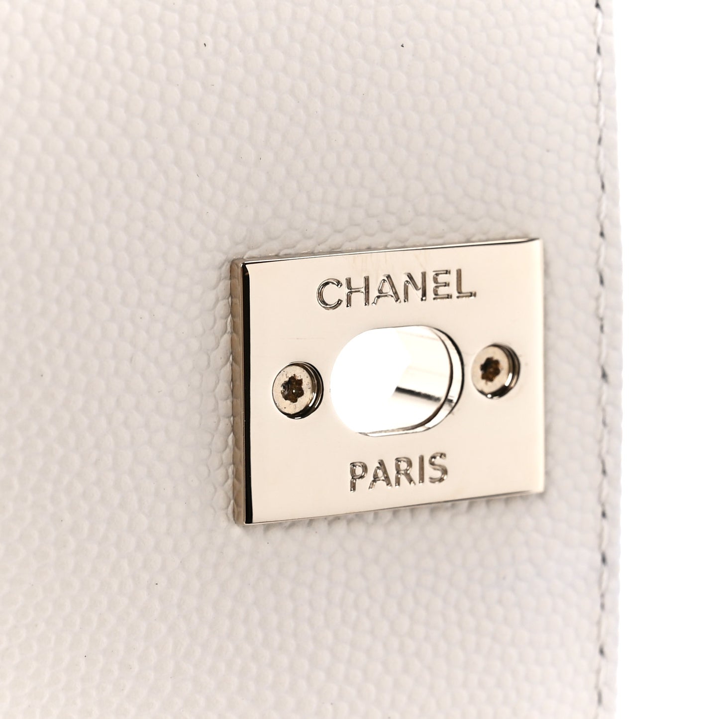 Caviar Quilted Mini Coco Chain Handle Flap White