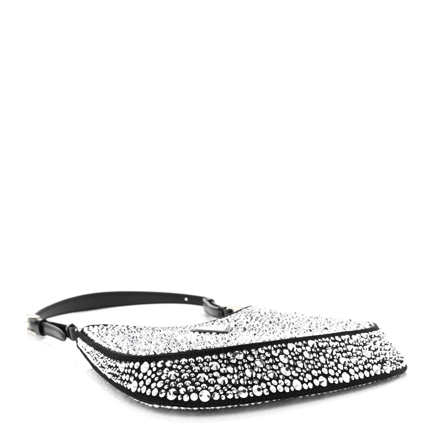 Prada Satin Crystal Cleo Adjustable Strap Shoulder Bag Metal 4 of 11