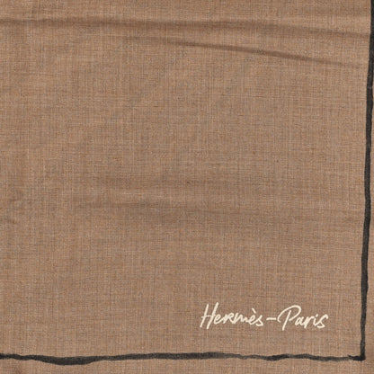 Hermes Cashmere Silk Libre Comme Pegase Shawl 140 Caramel Creme Black 2 of 4