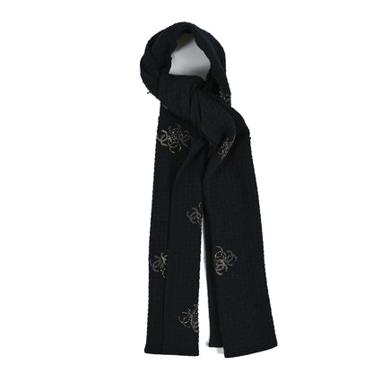 Chanel Cashmere Crystal Logo Scarf Black 1 of 3