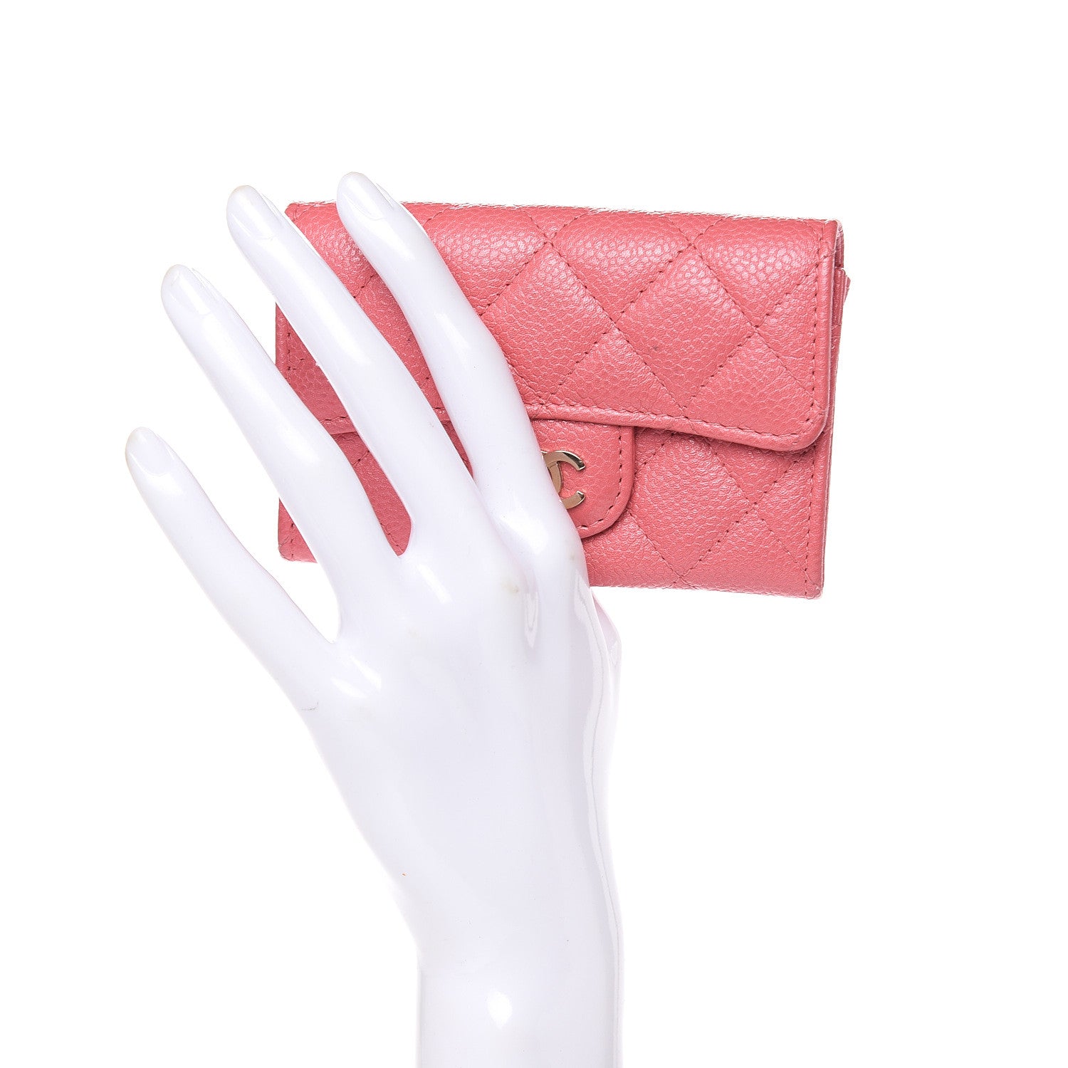 Chanel Metallic Caviar Quilted Flap Card Holder Pink 2 of 11