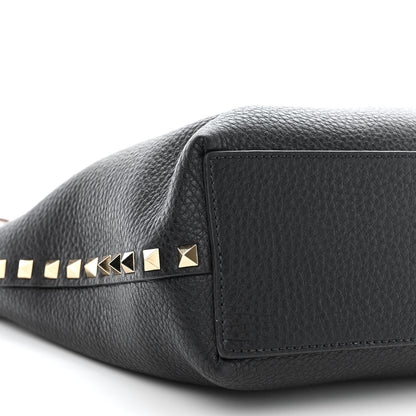 Valentino Garavani Grained Calfskin Small Rockstud Flip Lock Tote Black Rose Quartz 10 of 11