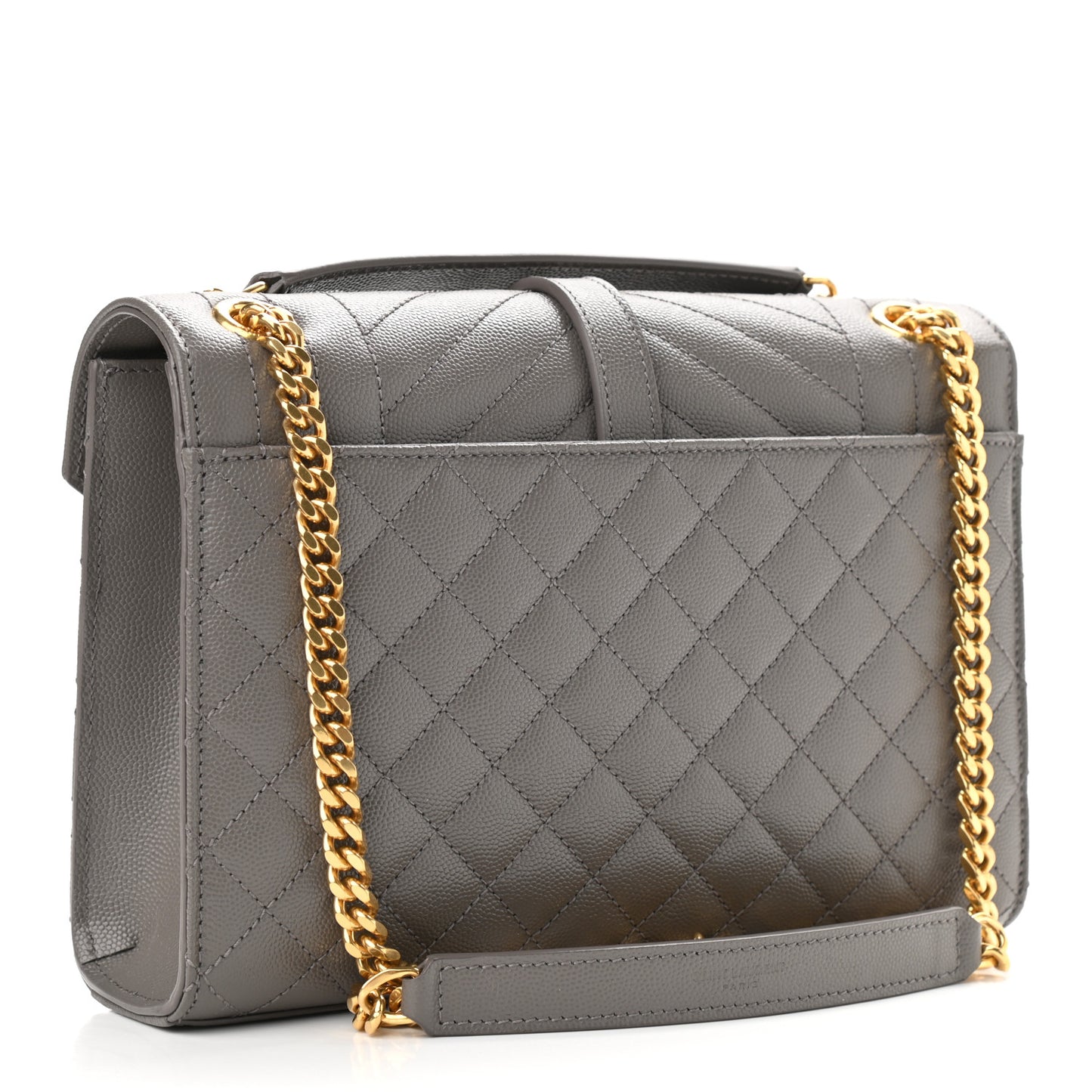 Grain De Poudre Textured Mixed Matelasse Medium Triquilt Monogram Satchel Earth