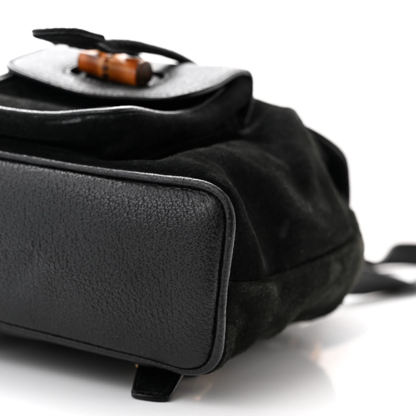 Calfskin Suede Bamboo Mini Backpack Black