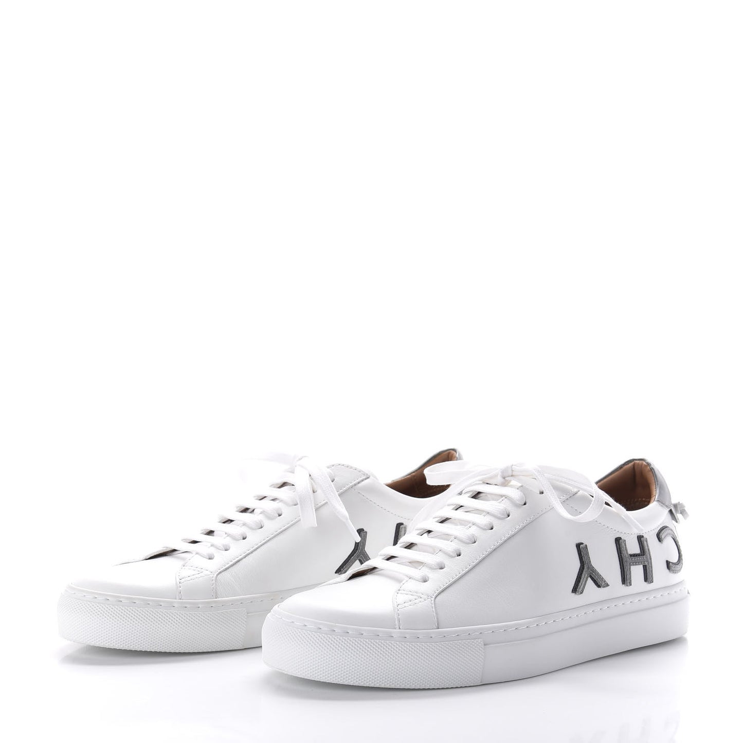 Calfskin Reverse Logo Urban Street Sneakers 40 White Grey