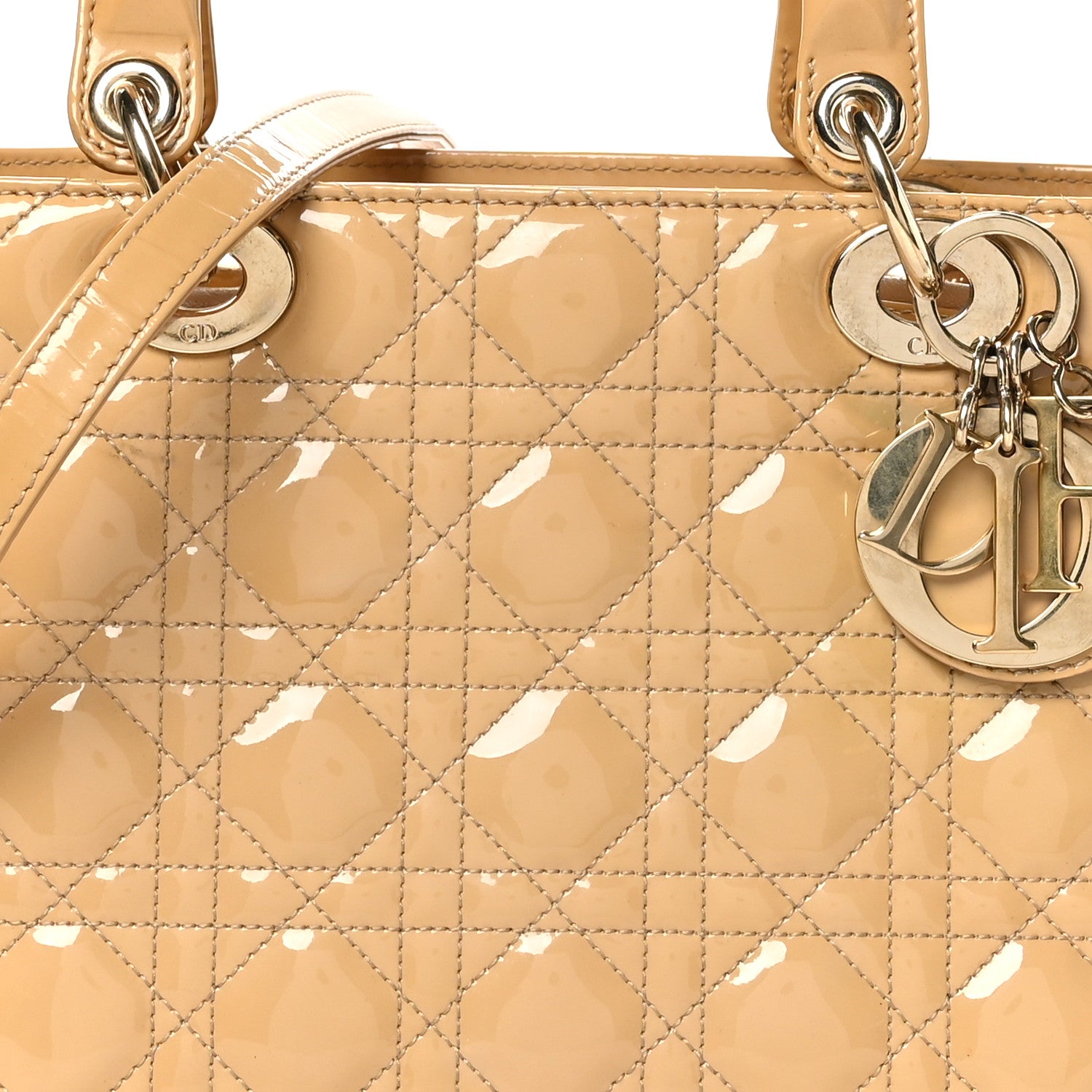 Christian Dior Patent Cannage Medium Lady Dior Beige 8 of 11