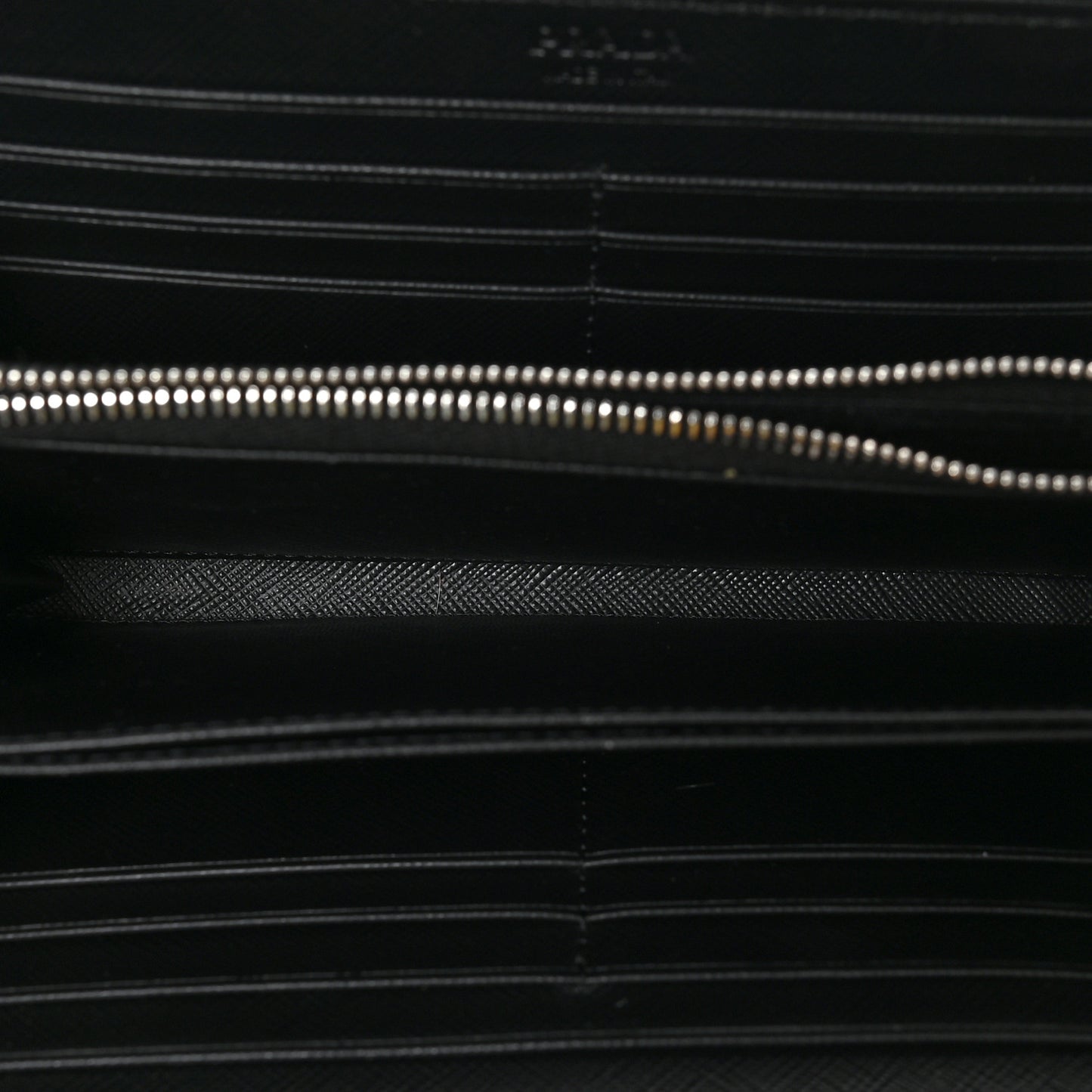 Saffiano Stripe Zip Around Wallet Black Blue