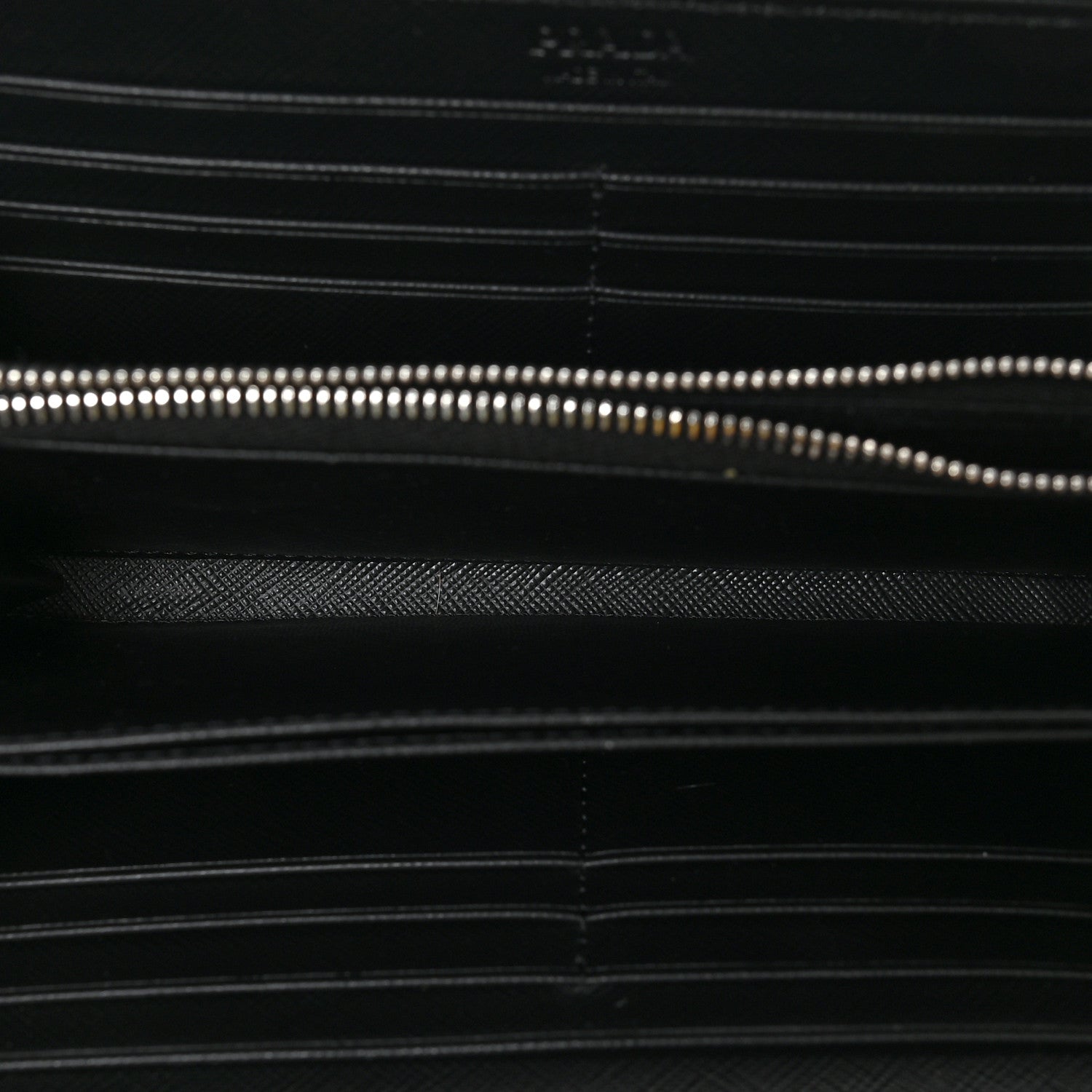 Prada Saffiano Stripe Zip Around Wallet Black Blue 4 of 7