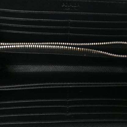 Prada Saffiano Stripe Zip Around Wallet Black Blue 4 of 7