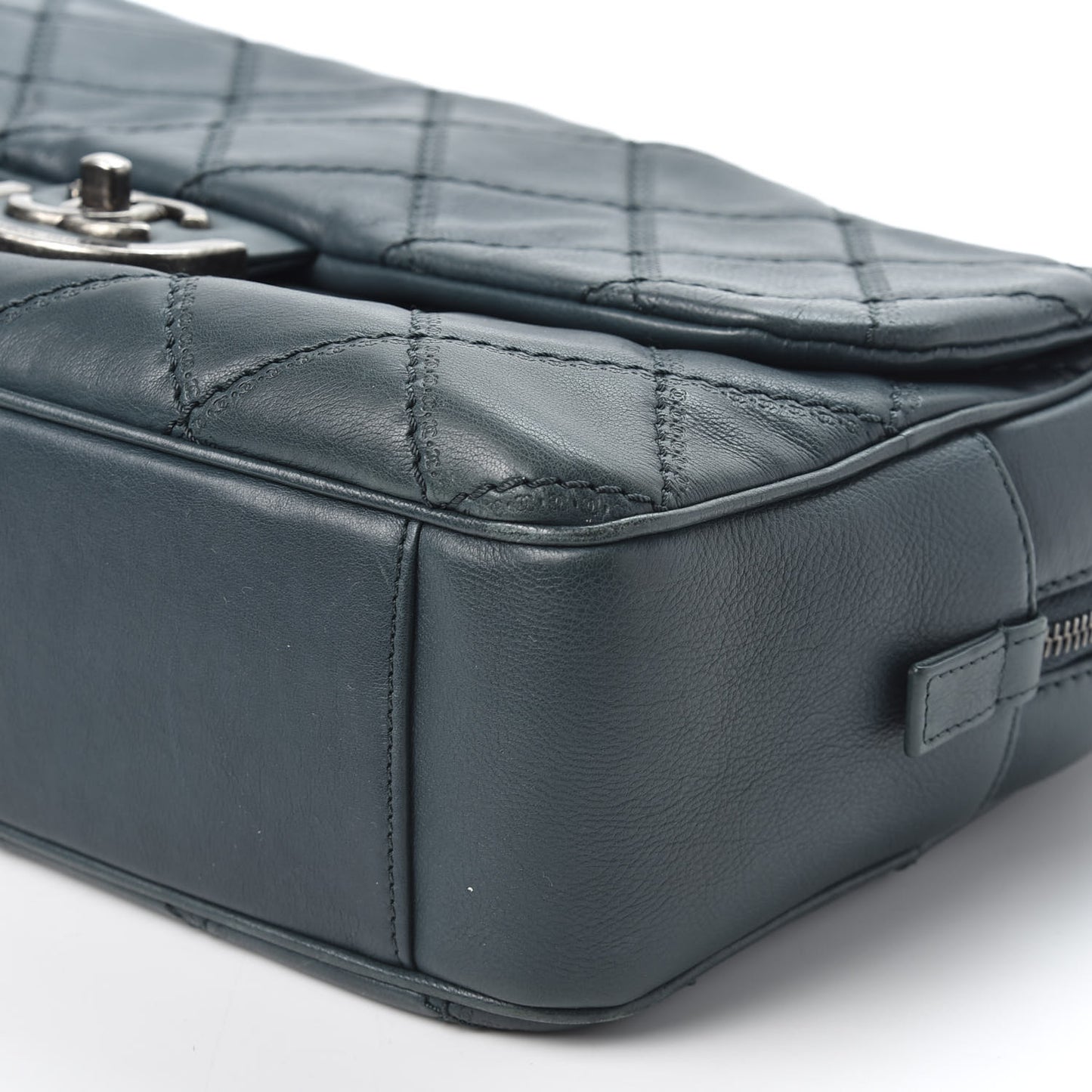 Calfskin Quilted Jumbo Coco Sporran Flap Dark Green