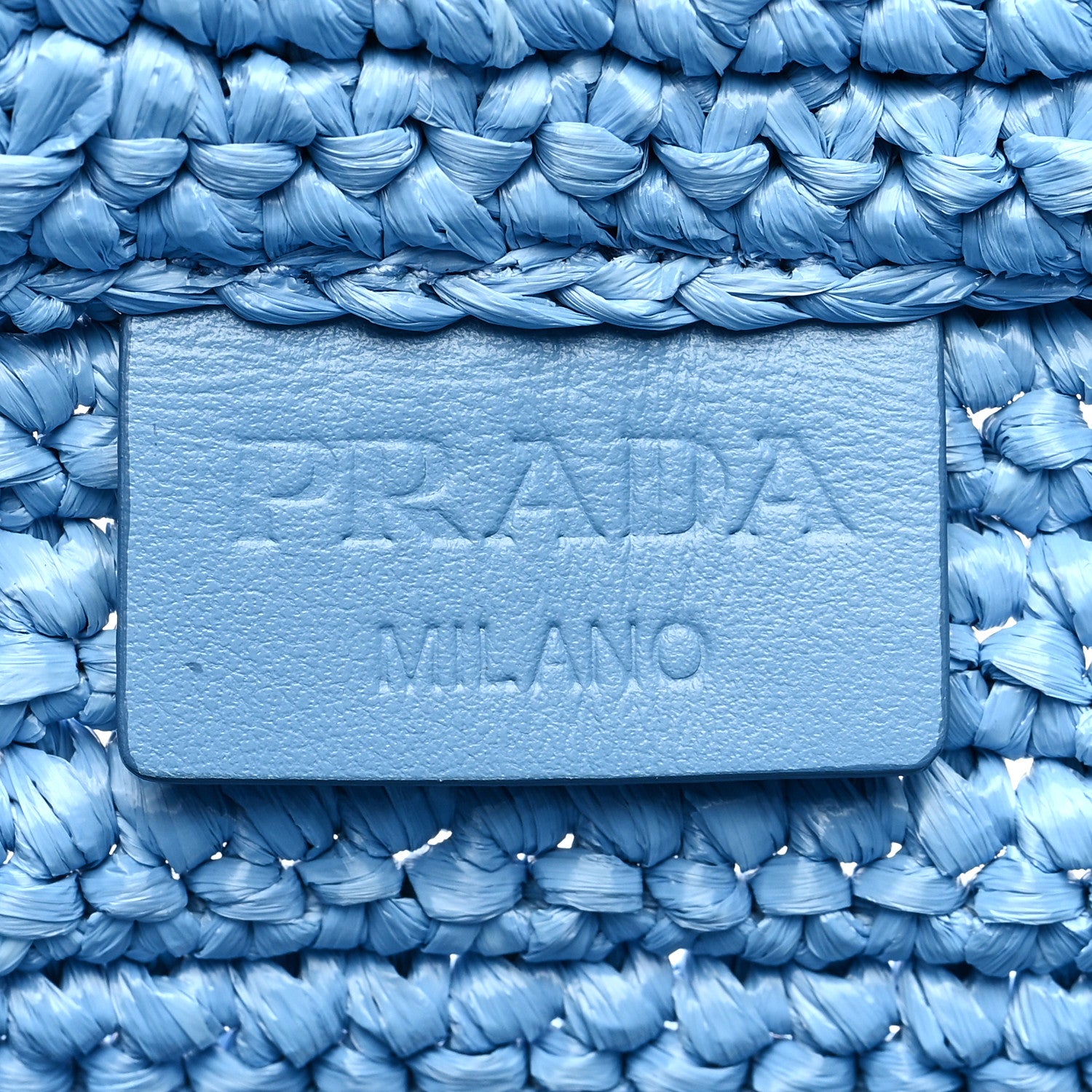 Prada Yarn Raffia Effect Crochet Small Logo Tote Celeste Blue 6 of 8