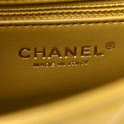 Chanel Shiny Lambskin Quilted Golden Links Top Handle Flap Green 6 of 10