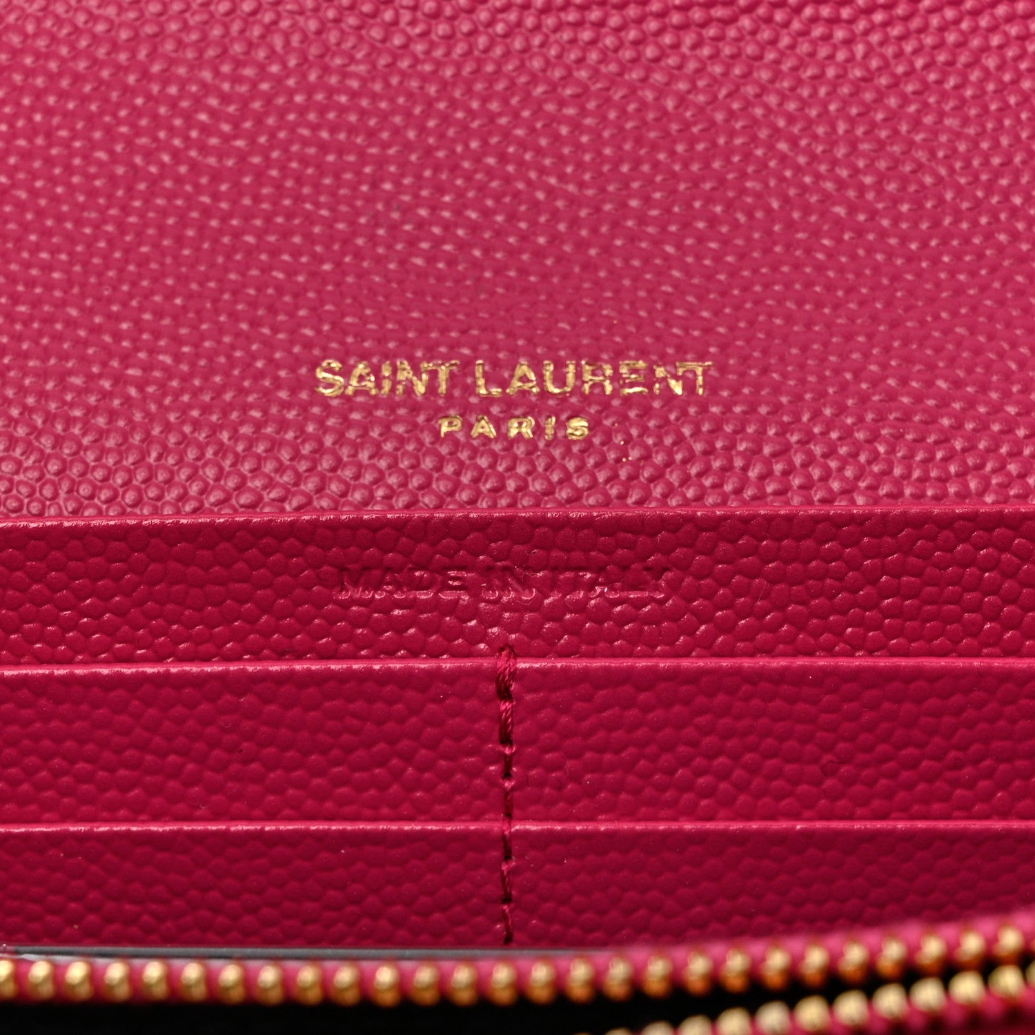 Saint Laurent Grain De Poudre Matelasse Chevron Monogram Flap Wallet Fuxia 6 of 8