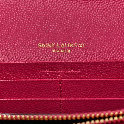 Saint Laurent Grain De Poudre Matelasse Chevron Monogram Flap Wallet Fuxia 6 of 8