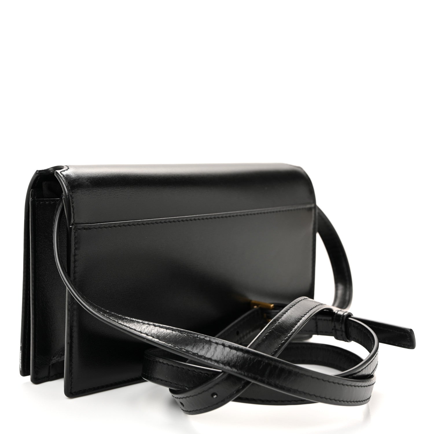 Saint Laurent Smooth Calfskin Monogram Crossbody Bag Black 3 of 9