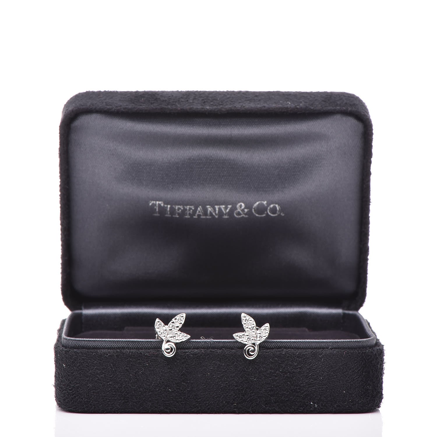 Tiffany 18K White Gold Diamond Paloma Picasso Olive Leaf Earrings 6 of 6