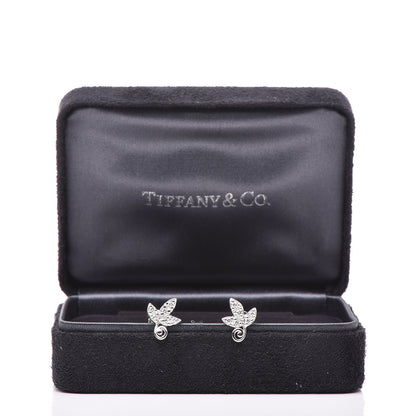 Tiffany 18K White Gold Diamond Paloma Picasso Olive Leaf Earrings 6 of 6