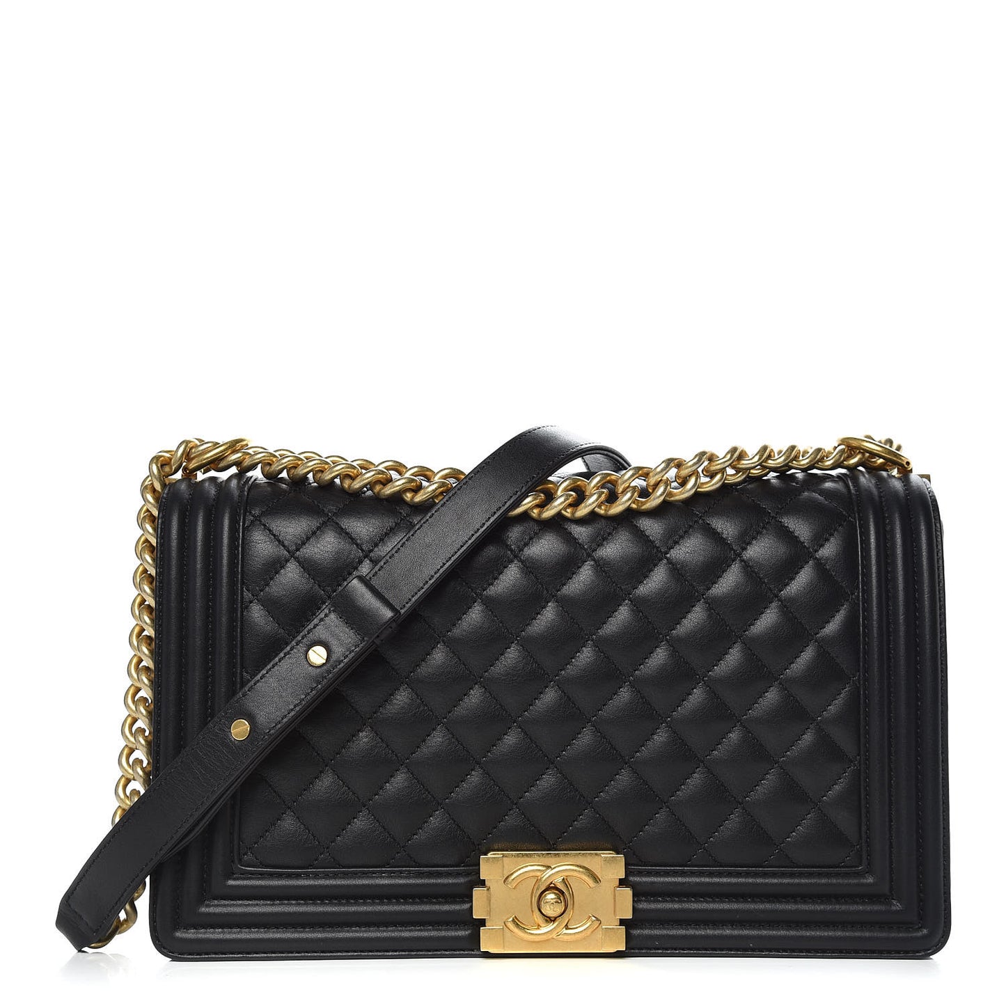 Calfskin Quilted New Medium Boy Flap Black
