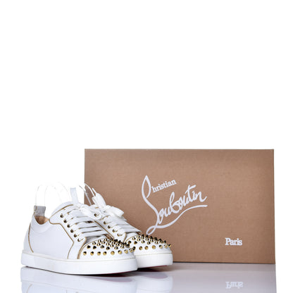 Christian Louboutin Calfskin Spikes Womens Rush Flat Sneakers 39 White Gold 8 of 9