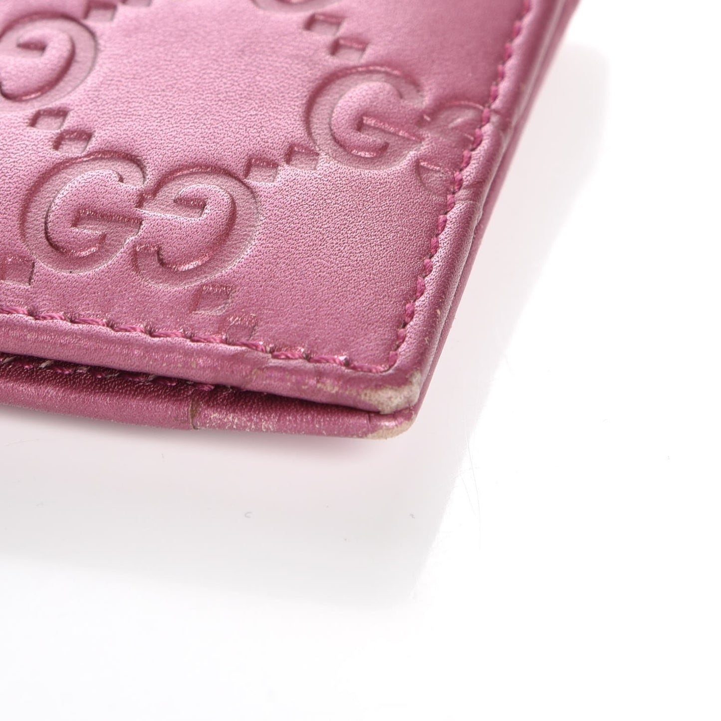Metallic Soft Guccissima Heart Travel Wallet Fresia Rose