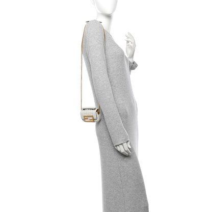 Fendi Nappa Matisse FF Embossed Nano Chain Baguette White 2 of 9