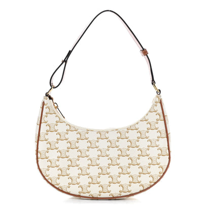 Celine Canvas Calfskin Ava Triomphe Shoulder Bag White 1 of 8