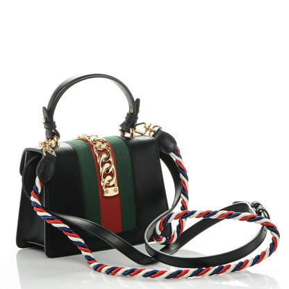 Gucci Calfskin Mini Sylvie Top Handle Bag Black 3 of 6