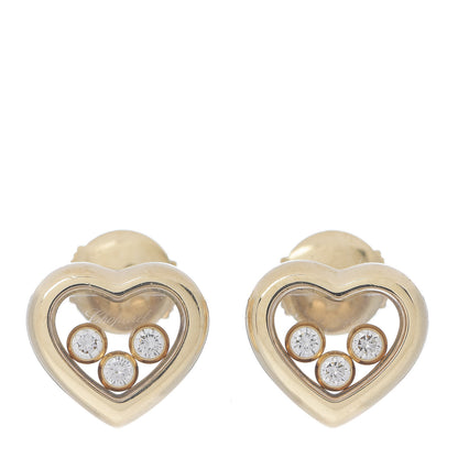 Chopard 18K Yellow Gold 3 Happy Diamonds Icons Heart Earrings 1 of 3