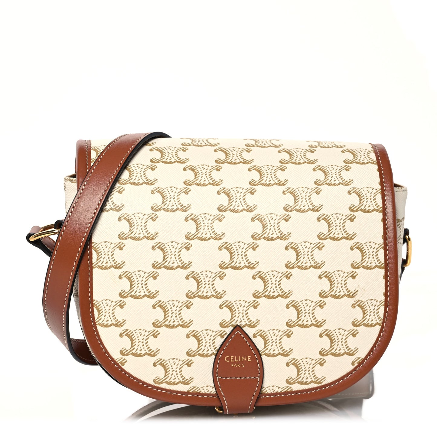Triomphe Canvas Medium Folco Bag White