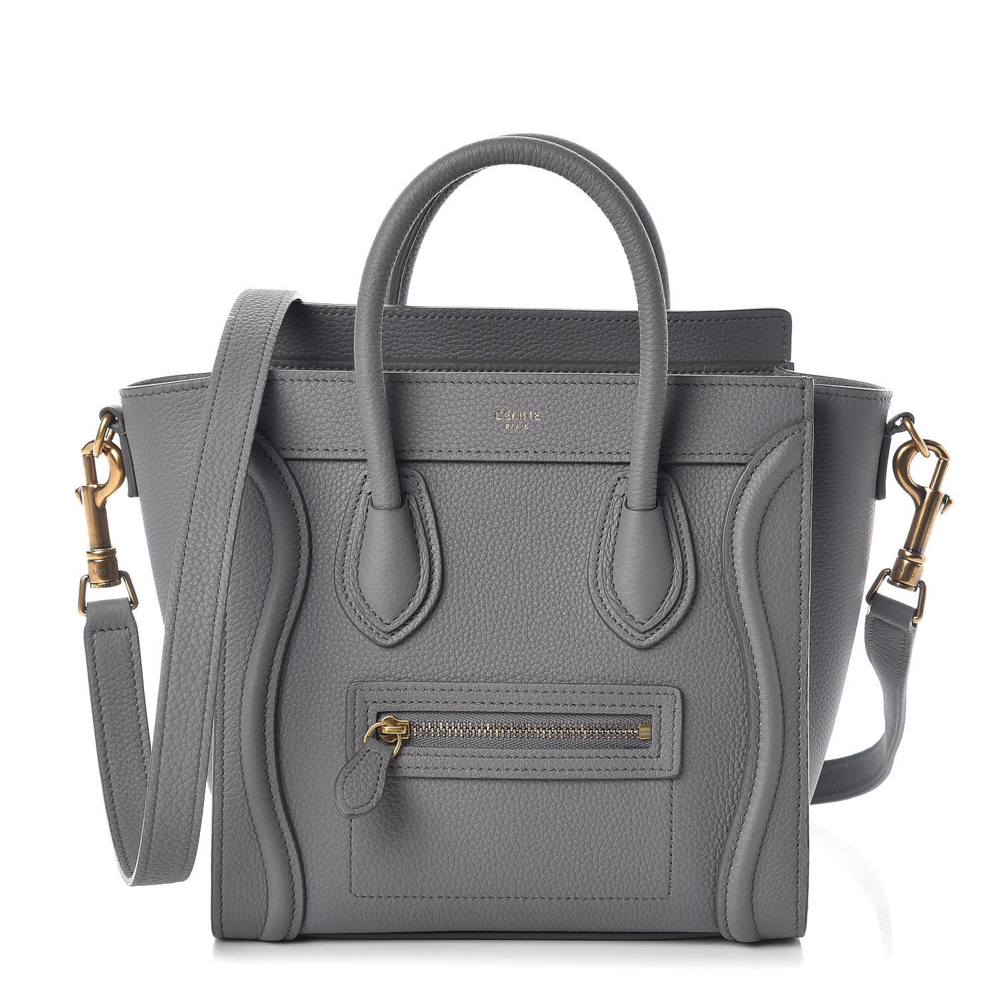 Drummed Calfskin Nano Luggage Kohl