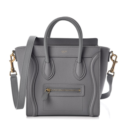 Celine Drummed Calfskin Nano Luggage Kohl 1 of 9
