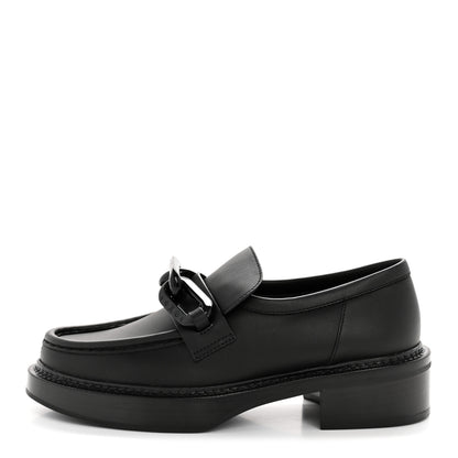 Louis Vuitton Calfskin Oversized Chain Academy Loafers 38.5 Black 1 of 10