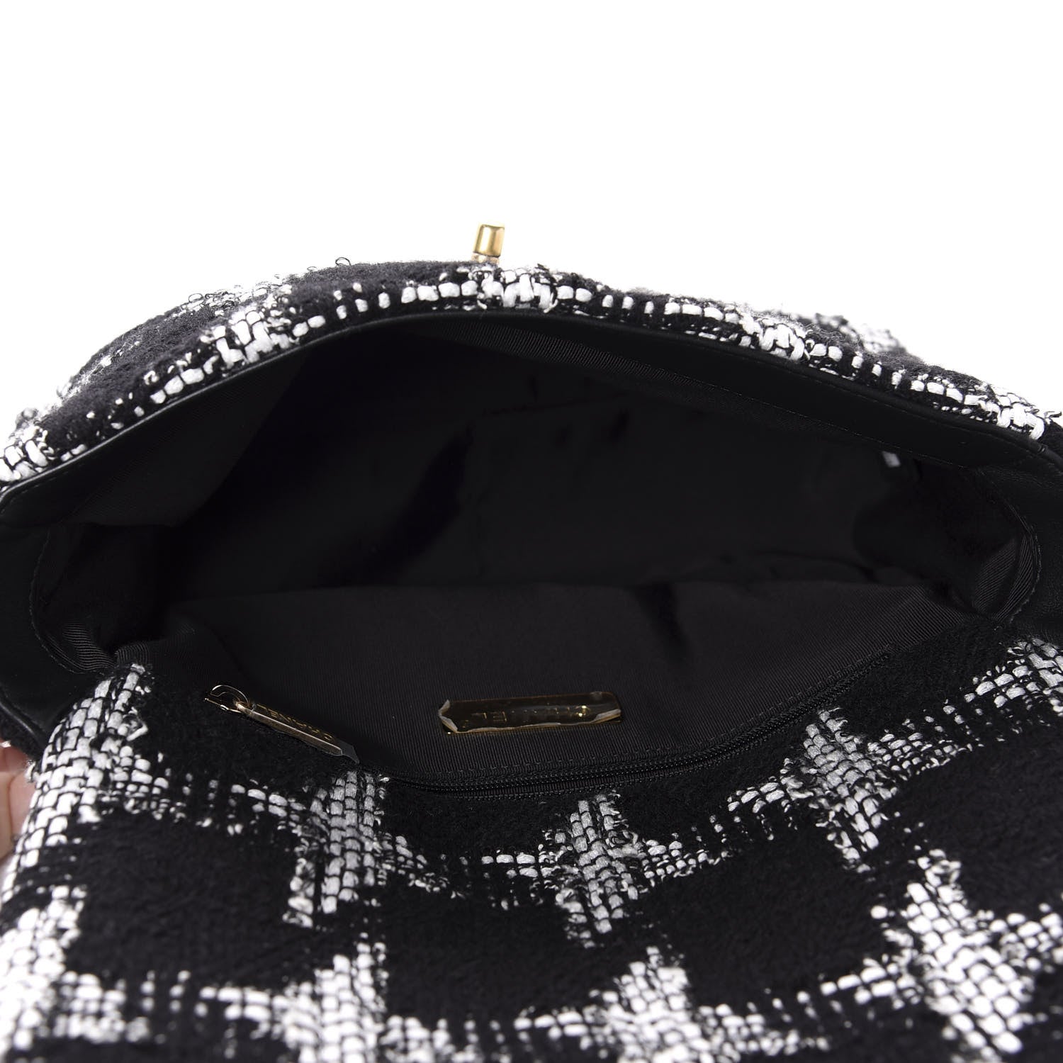 Chanel Tweed Quilted Medium 19 Flap Black White 6 of 12