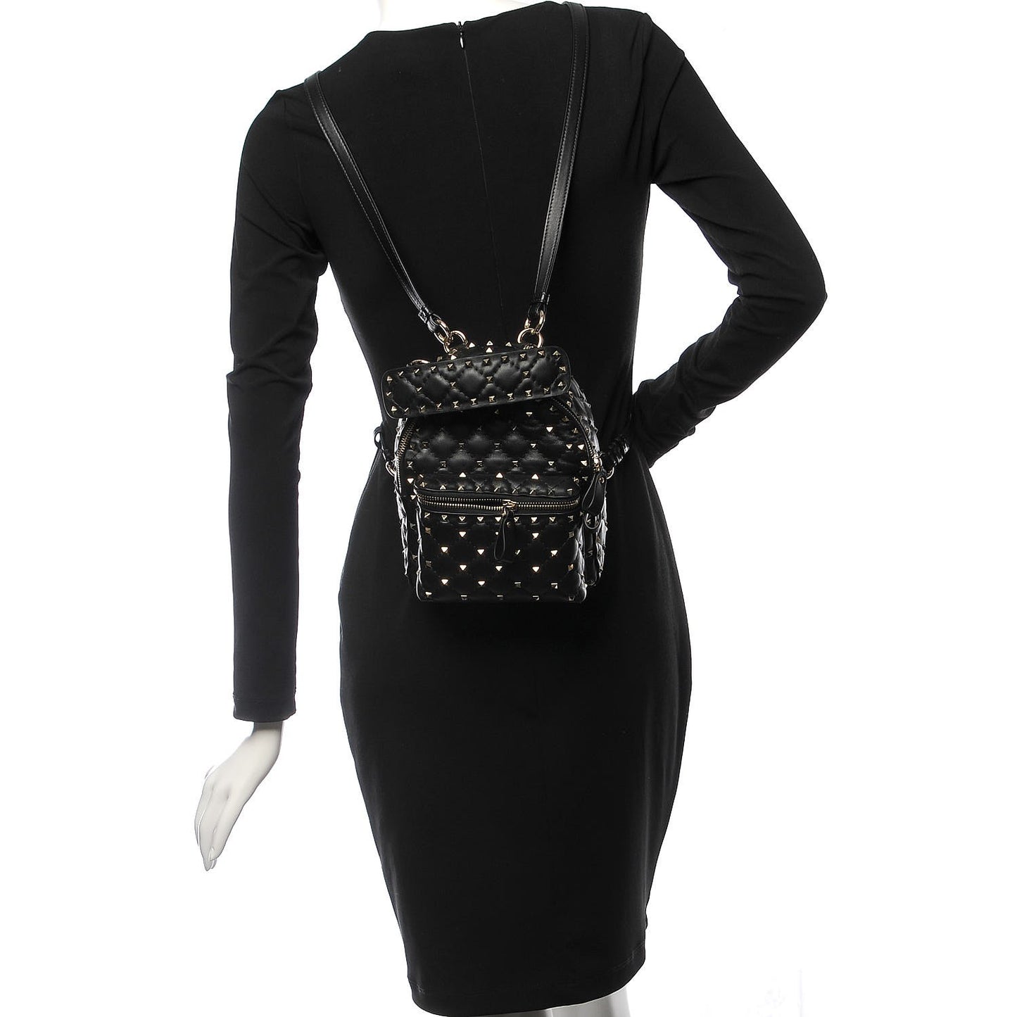 Nappa Quilted Mini Rockstud Spike Backpack Black