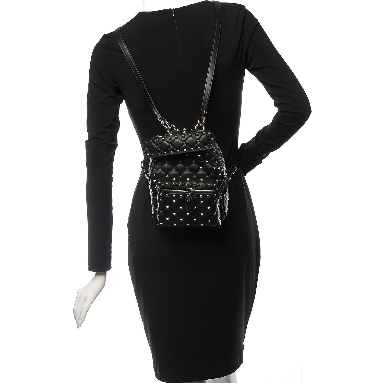 Valentino Garavani Nappa Quilted Mini Rockstud Spike Backpack Black 2 of 6