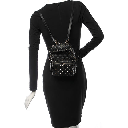 Valentino Garavani Nappa Quilted Mini Rockstud Spike Backpack Black 2 of 6