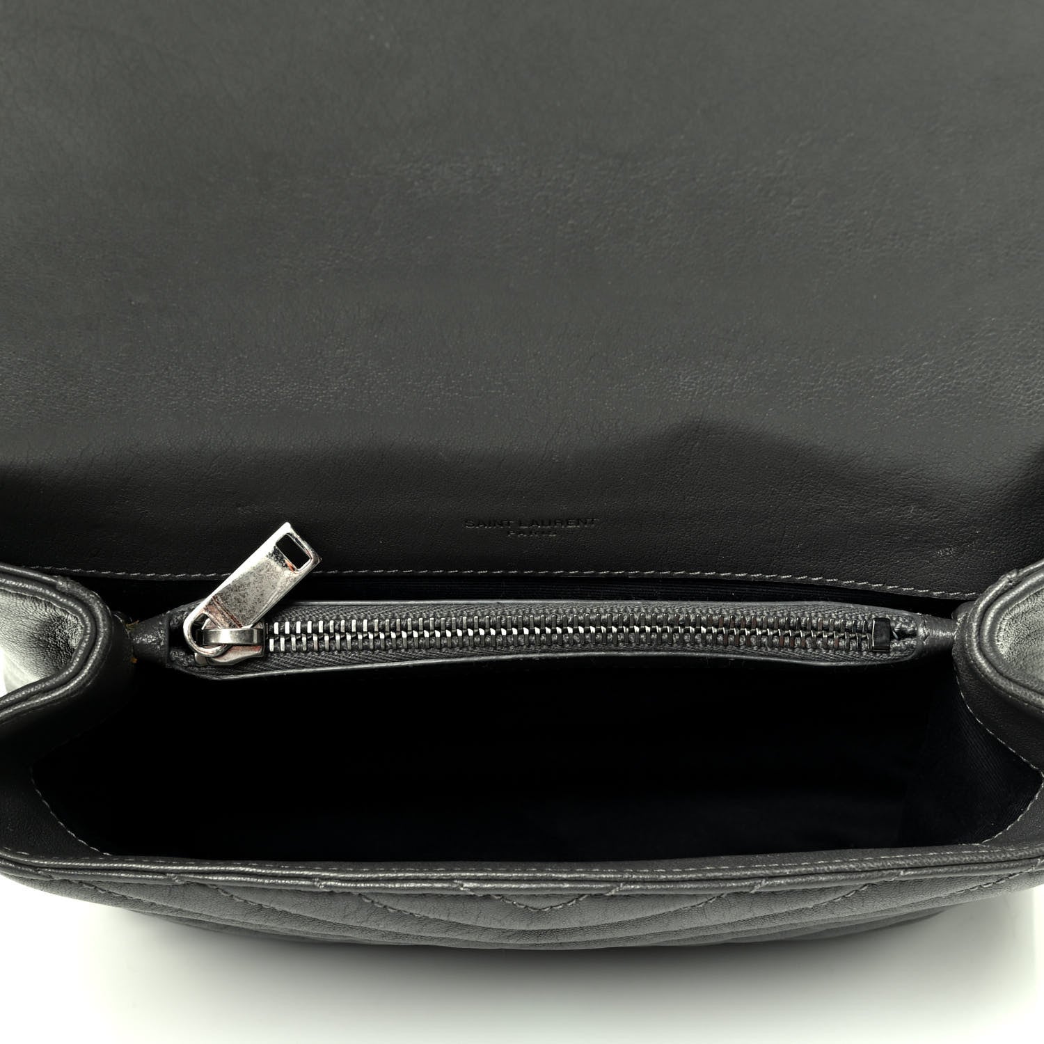 Saint Laurent Sheepskin Matelasse Chevron Monogram Medium College Bag Storm 5 of 5