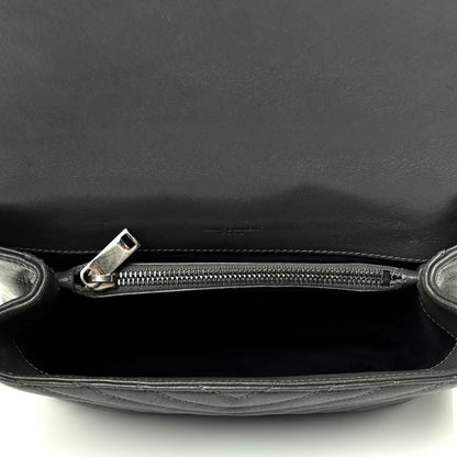 Saint Laurent Sheepskin Matelasse Chevron Monogram Medium College Bag Storm 5 of 5