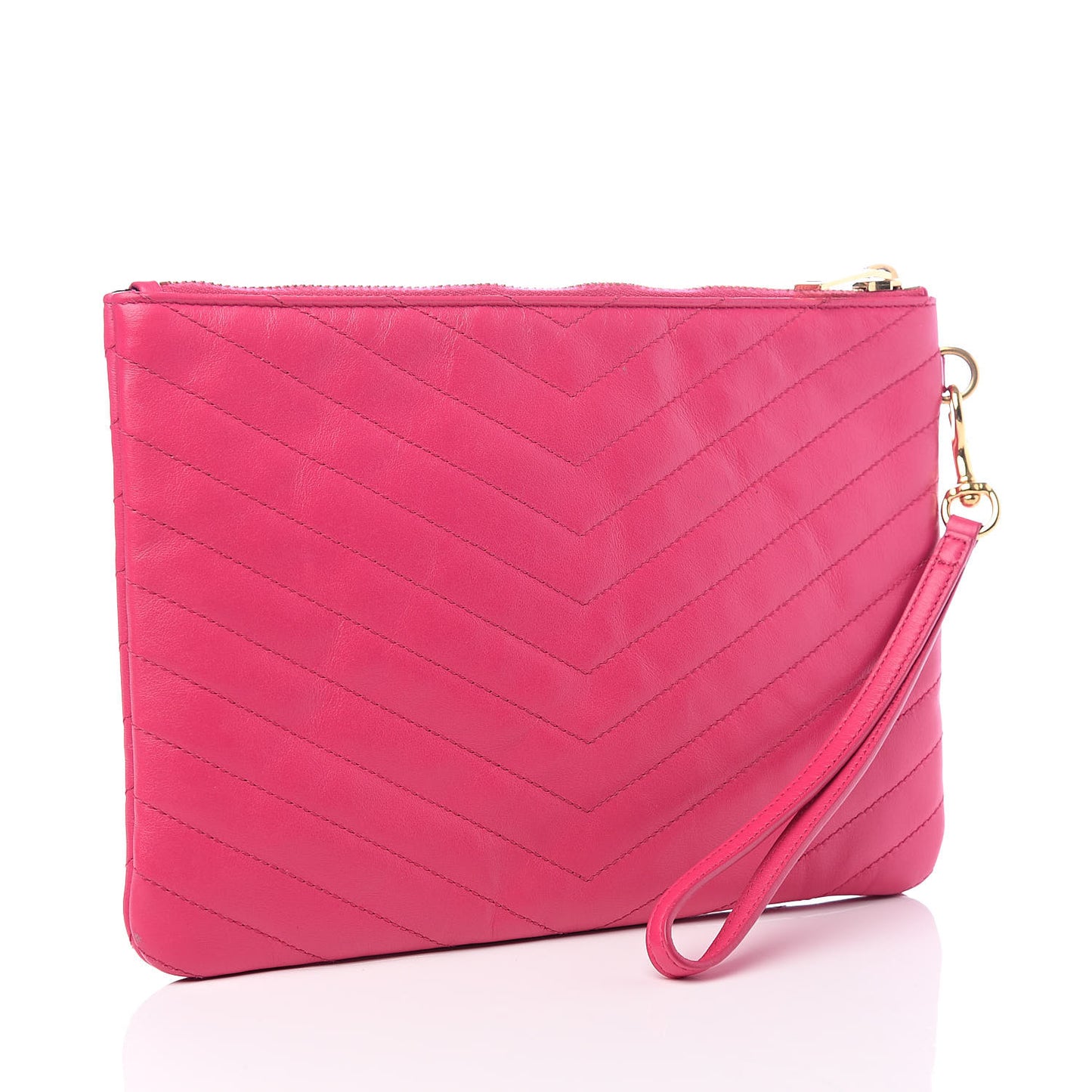 Calfskin Matelasse Chevron Monogram A5 Wristlet Bubblegum