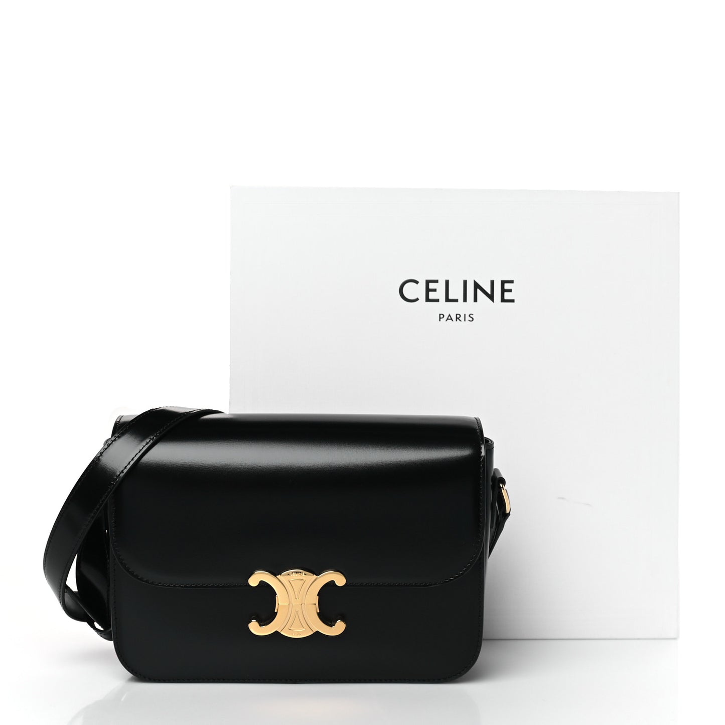 Shiny Calfskin Medium Triomphe Black