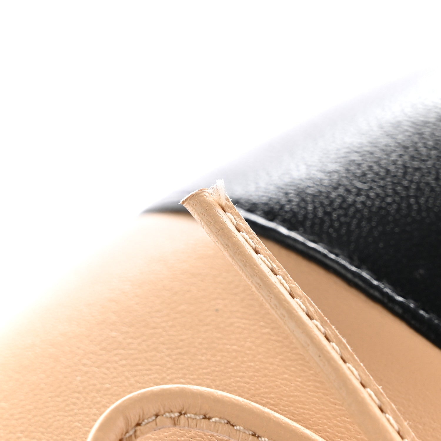 Chanel Lambskin Cap Toe CC Ballerina Flats 37 Beige Black 11 of 16