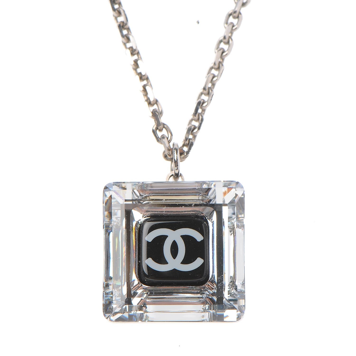 Chanel Lucite CC Square Charm Necklace 4 of 9