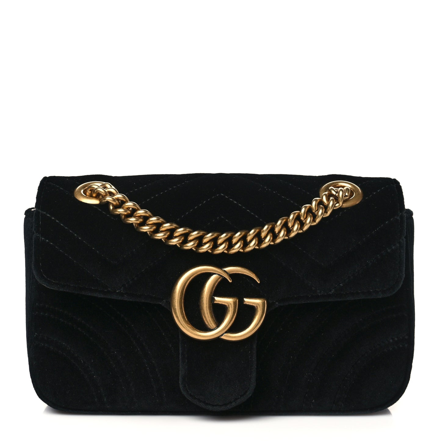Velvet Matelasse Mini GG Marmont Shoulder Bag Black