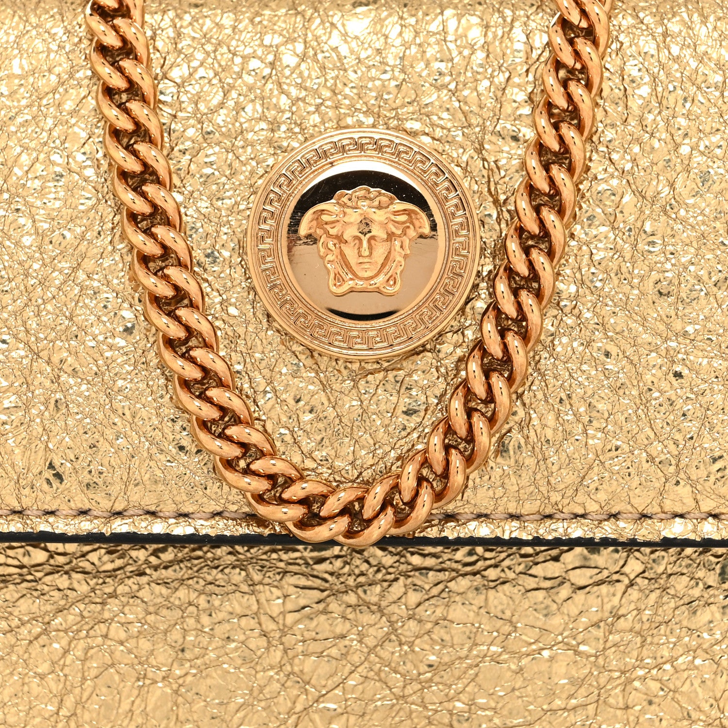 Versace Metallic Calfskin Medusa Chain Card Holder Gold 6 of 8